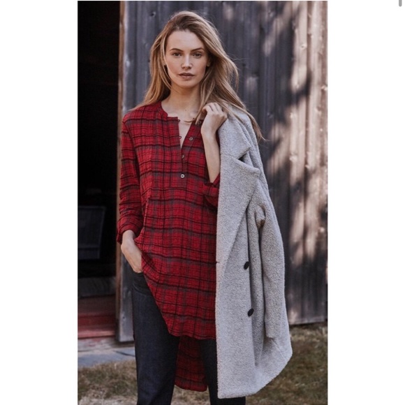 Halfpenny Plaid Tunic Holding Horses Red XS - Picture 1 of 6